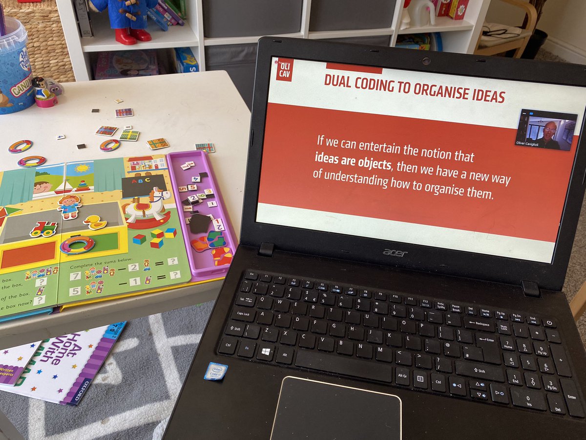 VPStPeters's tweet photo. Dual coding with @olicav @researchEdhome & multi tasking home schooling ! So fortunate we can access & download these later on YouTube for future CPD #IsolationEd https://t.co/aalw8CEjsK