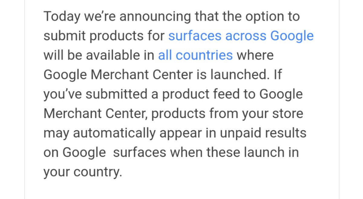 emmavgray's tweet photo. Ooh got this update for a few clients today! Get your catalogues sorted on Google Merchant Centre ready to show up in new unpaid product results 👍

#search #ecommerce https://t.co/o6MMd8ouyL