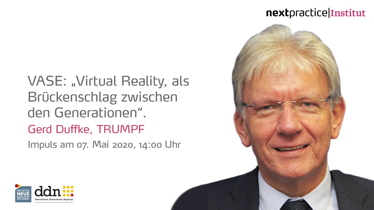 np_forum's tweet photo. Impulsgeber Gerd Duffke:
Jüngere Servicetechniker bringen älteren das Handling mit einer VR-Brille bei, damit diese so ihren Erfahrungsschatz zurückgeben können...
Mehr Informationen unter:
https://t.co/aoJEBlfhxo
Teilnehmen: 
https://t.co/GIYdNdcEky
#VR #Impuls #Digitalisierung https://t.co/f9MHpcq8dh