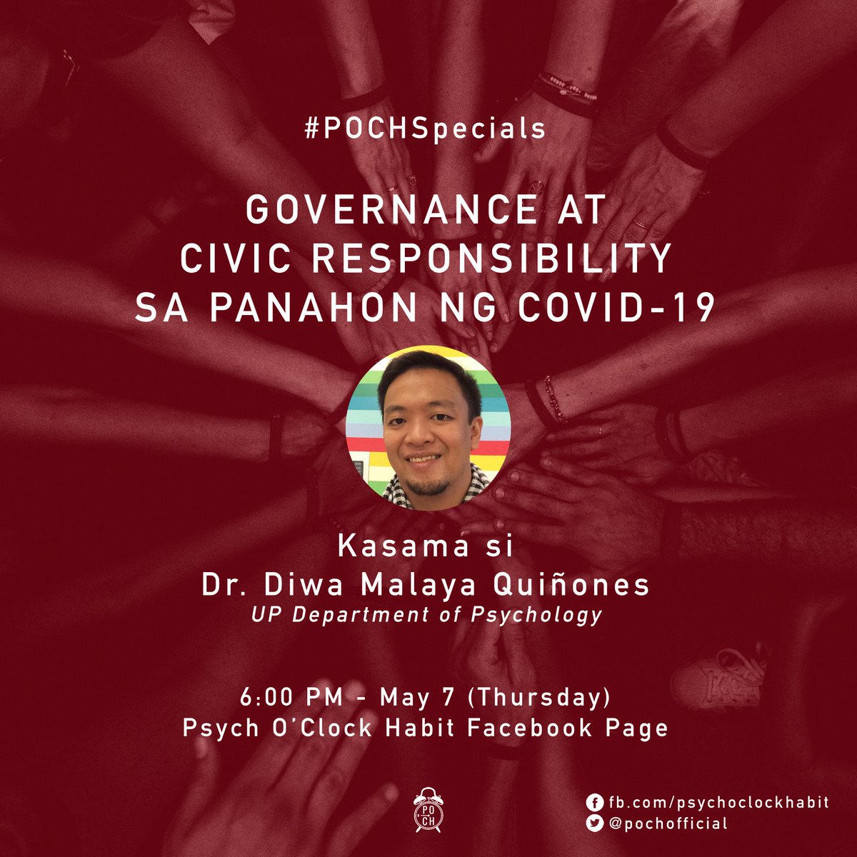 pochofficial's tweet photo. Ano nga ba ang dapat na ambag natin bilang mamamayan ngayong panahon ng COVID-19 at ano ang nararapat na asahan natin mula sa gobyerno? 🤔😷

Sa pagpapatuloy ng #POCHSpecials, kasama natin si Dr. Diwa Malaya Quiñones para pag-usapan ang https://t.co/bnR3ks1Uu0