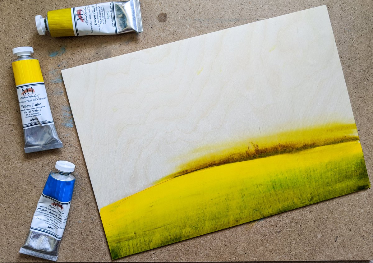 A morning of experimenting...
Oil on panel - painted &amp; removed
<a href="/mhoilpaints/">Michael Harding</a>

#oil #yellowlake #yellow #oilonpanel #experimental #tuesdayvibes #TuesdayMotivation