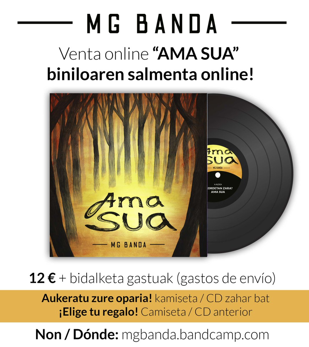 MGBandaReggae's tweet photo. Gure binilo berria salgai!!
Eskuratu orain eta oparitxo bat bidaltzen dizuegu :-)
Compra nuestro vinilo de forma online y recibe un detalle para compensar los gastos de envío.
https://t.co/piRqSBtwrW https://t.co/e7nbREHQxb