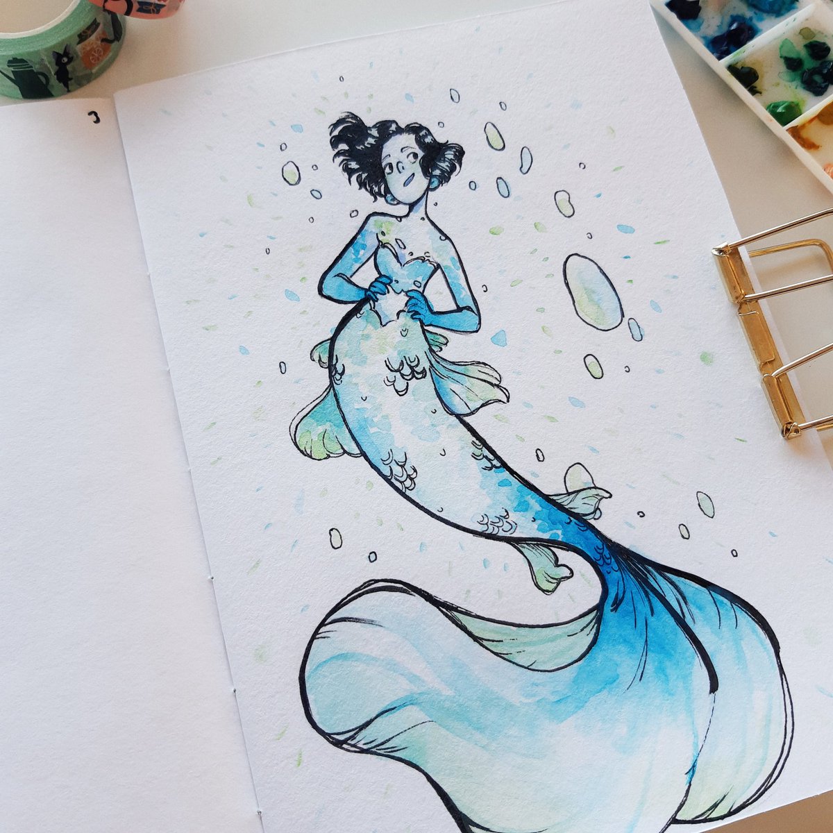 SmallTownSpells's tweet photo. hello again twitter, here's some paintings ive done did for #mermay https://t.co/2EUKOy6cpj