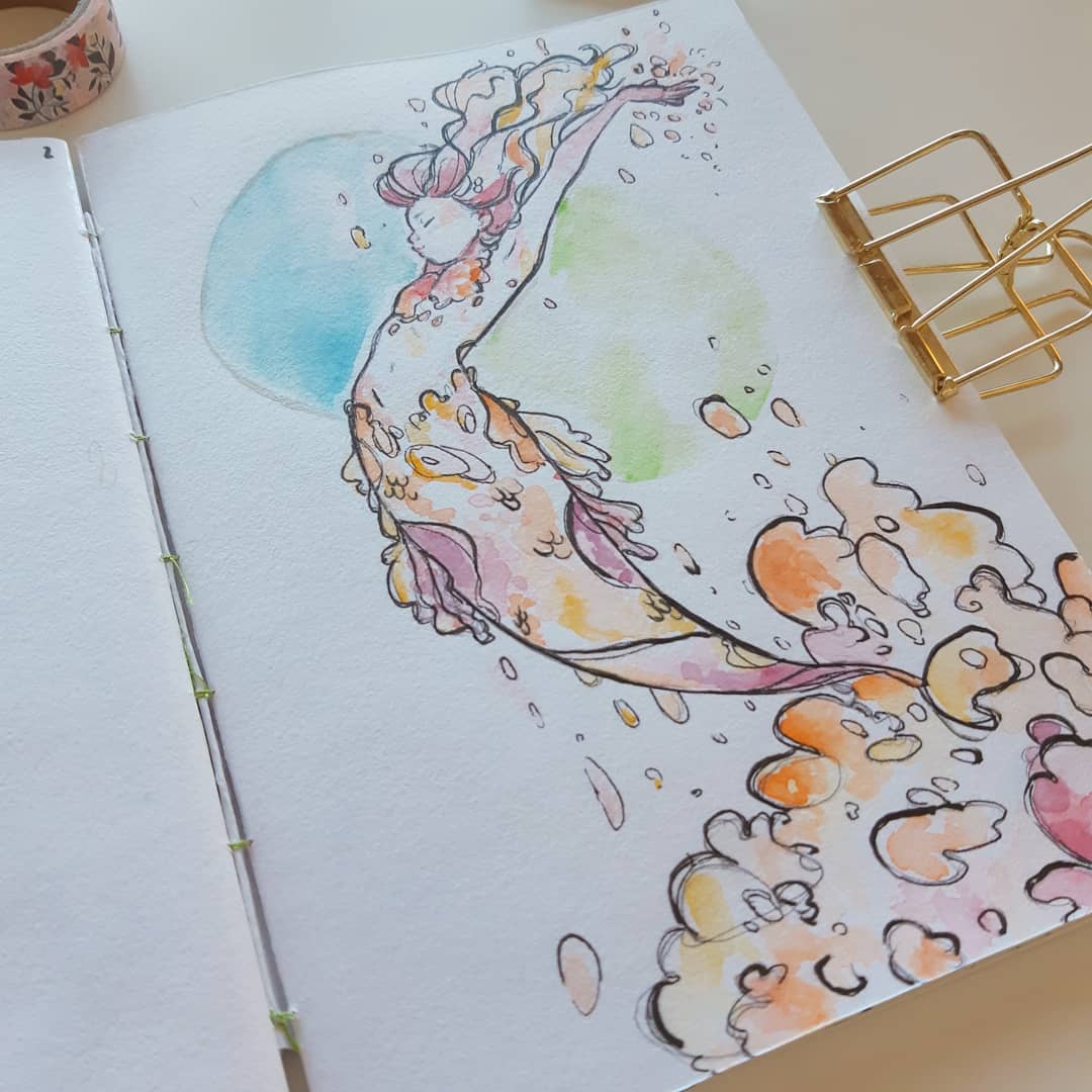 SmallTownSpells's tweet photo. hello again twitter, here's some paintings ive done did for #mermay https://t.co/2EUKOy6cpj
