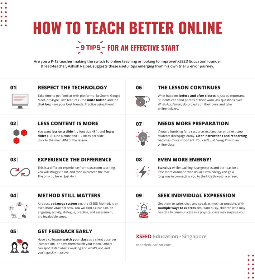 The Method still Matters & Less is More: "Pedagogy will be the oxygen & technology the lungs of education" -  @AshishRajpal  @XSEEDEd lay out 9 pragmatic steps to make online teaching work   #EdTech   #Covid19