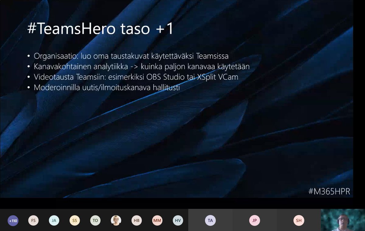 juhaant's tweet photo. @M365HPR @SulavaOy @vesanopanen Nyt tulee @vesanopanen esityksessä kyllä #TeamsHero'a ja paljon myös tapahtumien järjestämisestä #MicrosoftTeams'illa! #VideoTausta https://t.co/DUXeuNVBEY