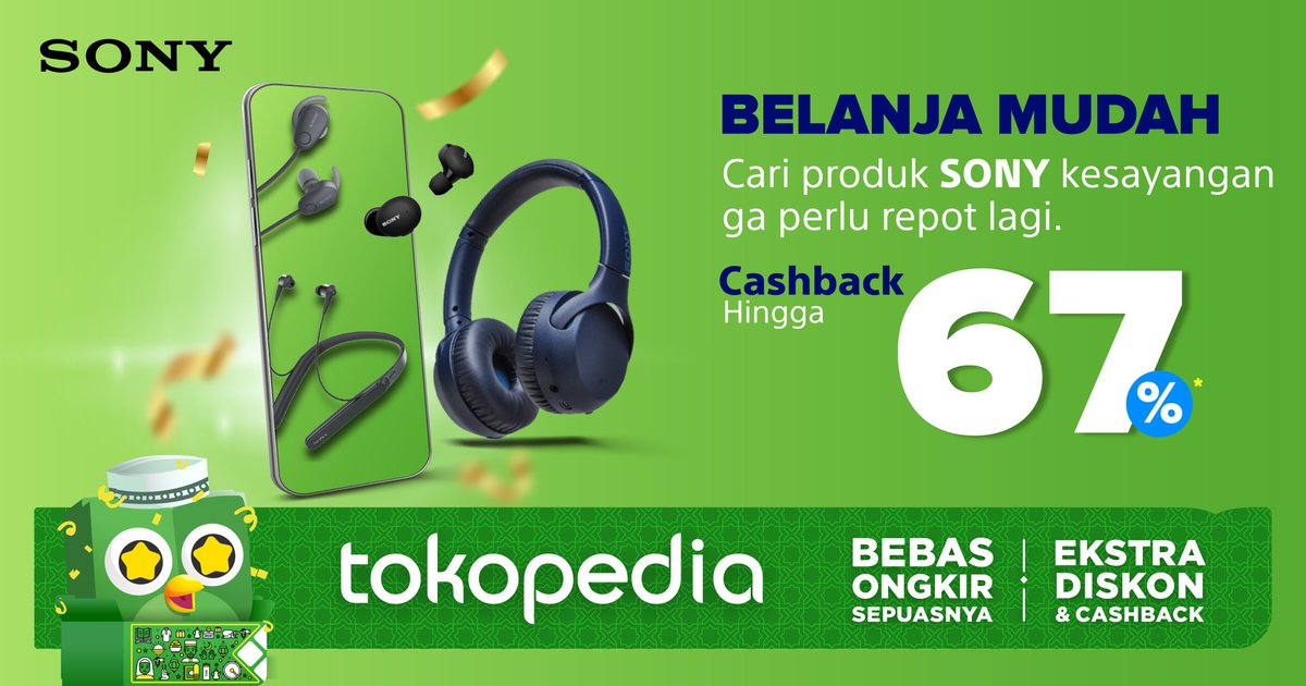 anugrahANP's tweet photo. Bosen #dirumahsaja
Yuk cari produk Sony idaman kamu hanya di Sony audio official store #tokopedia
Dan dapatkan diskon hingga 67%
https://t.co/zc4BIvcWQK https://t.co/1P2jUe79wl