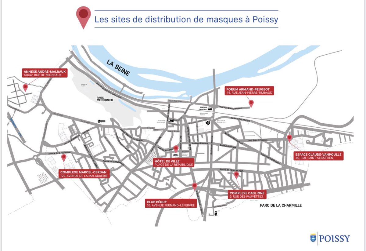 villepoissy's tweet photo. La distribution des masques de protection a débuté ce mardi 5 mai. Les Pisciacais, qui en ont déjà reçu un par @GroupeLaPoste, peuvent venir récupérer des masques pour chaque membre de la famille dans les sept points de distribution.
+ d’infos : https://t.co/v7IldIINqr https://t.co/g2C42ZUY3v