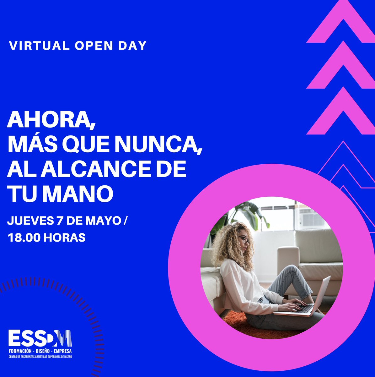 sevillademoda's tweet photo. AHORA, MÁS QUE NUNCA, AL ALCANCE DE TU MANO / VIRTUAL OPEN DAY
El próximo jueves 7 de mayo, a las 18:00 horas, ESSDM abre sus puertas de forma online.
#essdm #openday #virtualopenday #diseñodemoda #diseñografico https://t.co/6V5h0un4e7