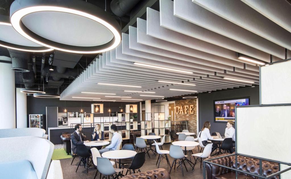 Soundtect's tweet photo. Check out these bright green #acoustic #ceiling #baffles from one of our more recent projects. Our panels are #sustainable too, so they are green in every way π Check out a few other examples too. Including our #wavy baffles. #wearesoundtect #becausewecare #featureceiling https://t.co/XtCkNrnuVY