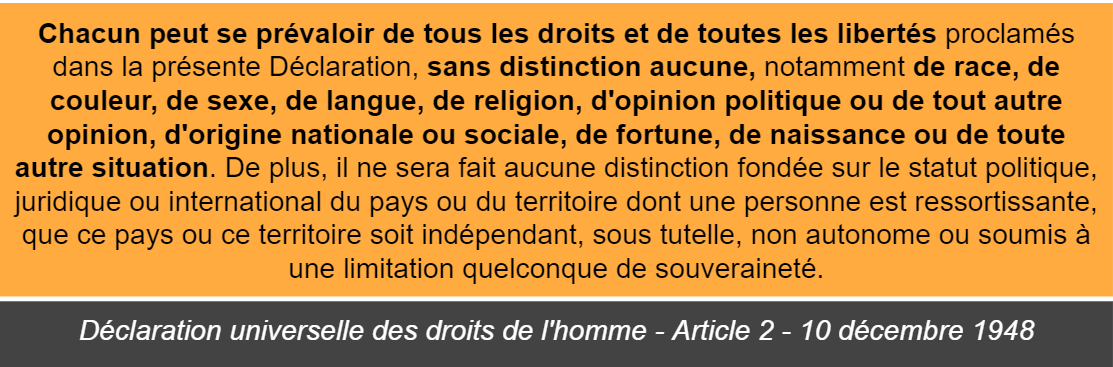 #Droitsdelhomme 
Article 2 de la Déclaration universelle des droits de l'homme
N'oublions pas les fondamentaux...