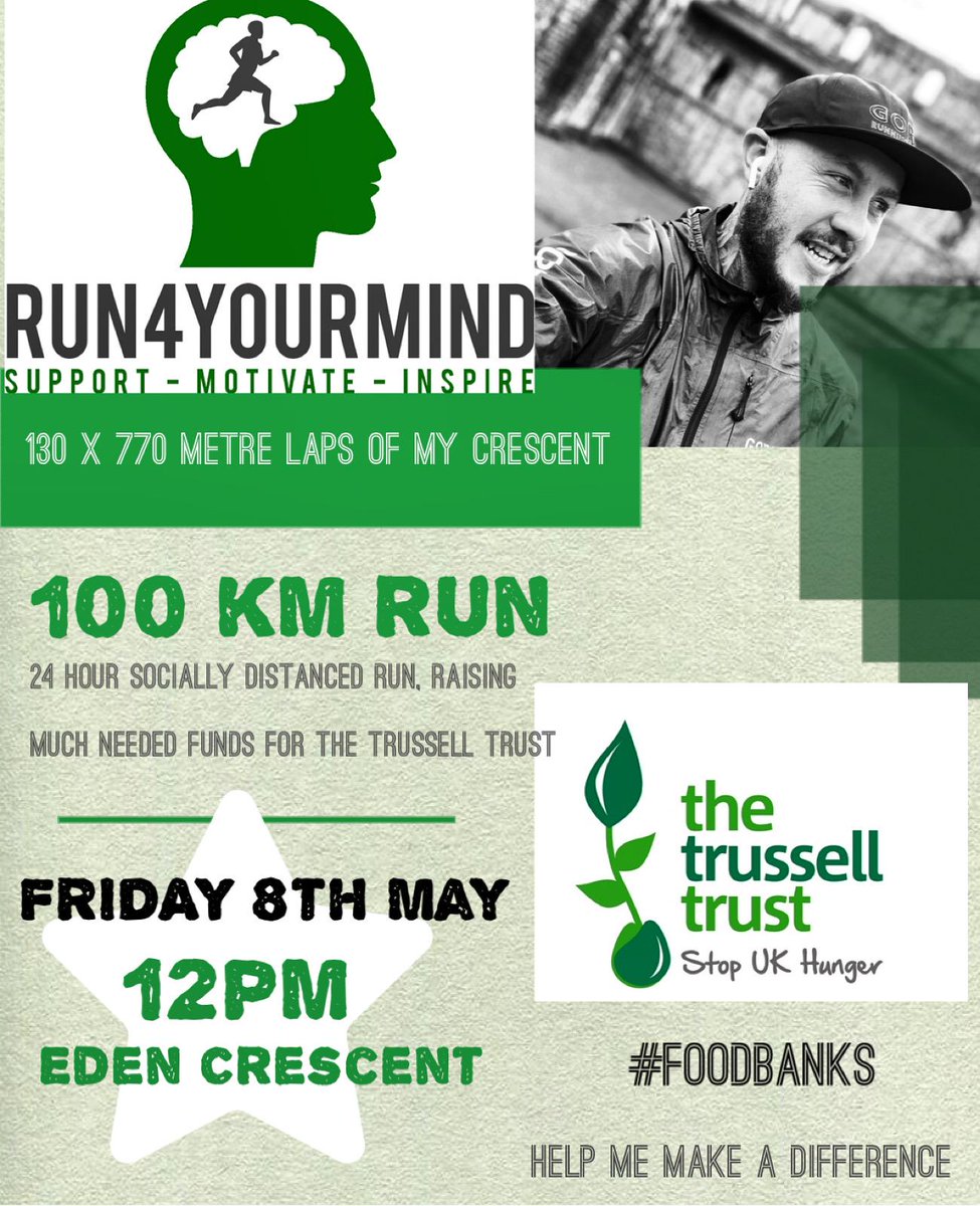 liambrooke3's tweet photo. On Friday 8 May my good friend @Run4YourMind will be running 100k in 24 hours to raise money for the @TrussellTrust - click to donate :)  https://t.co/IaWDGUpFBd #mentalhealth #foodbanks https://t.co/4Yupt8mOFY
