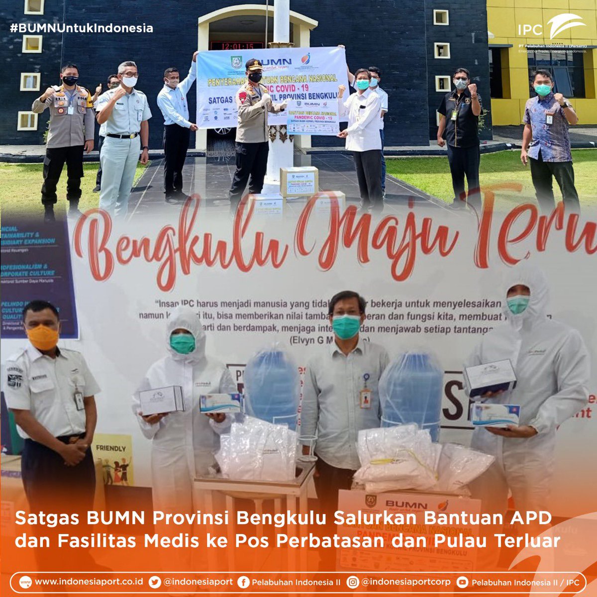 indonesiaport's tweet photo. wujud kepedulian thd pulau terluar Bengkulu dlm melawan penyebaran Covid-19, Satgas BUMN Tanggap bncana Nasional Prov Bengkulu menyalurkan bantuan untuk RS Bergerak,Puskesmas di Pulau Enggano&amp; KM Penumpang Pulau Telo yg melayani angkutan perintis ke Pulau Enggano
#IPCLawanCorona https://t.co/Z0FcFsifvs