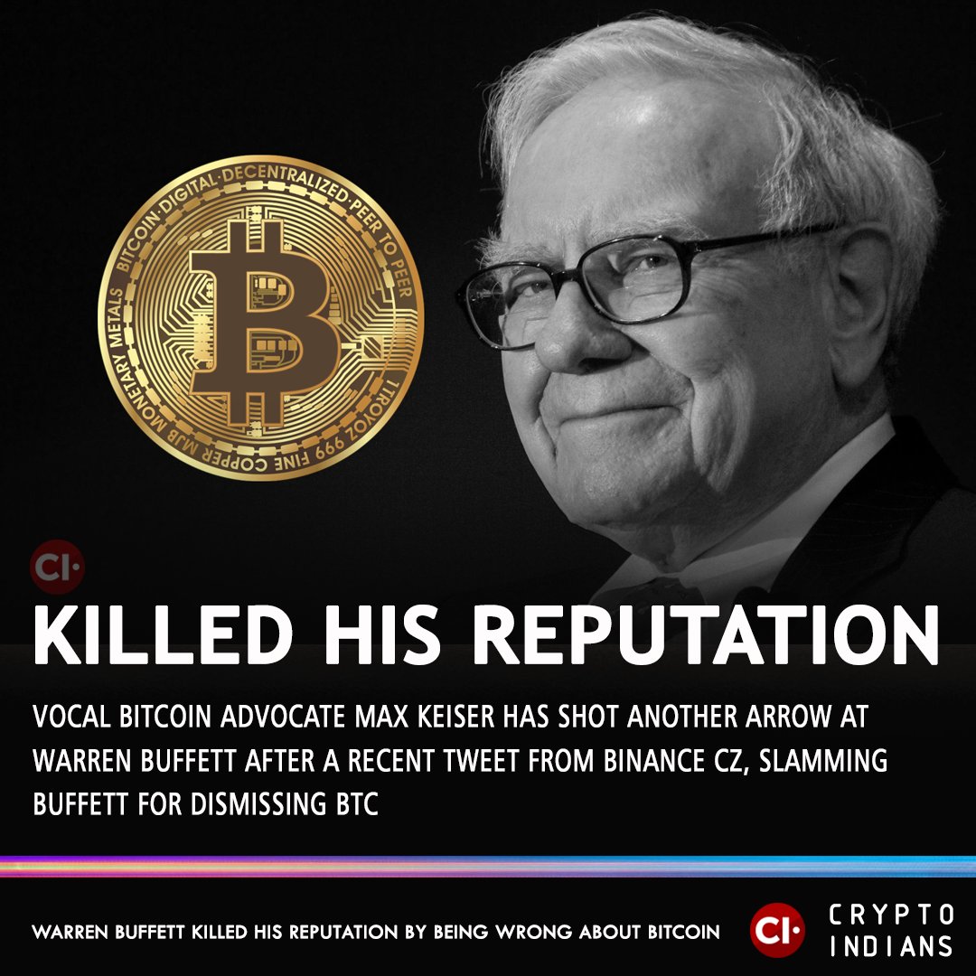 cryptoindians's tweet photo. Warren Buffett Killed His Reputation by Being Wrong About Bitcoin (BTC): Max Keiser
Vocal #Bitcoin advocate #MaxKeiser has shot another arrow at #WarranBuffet after a recent tweet
#bitcoin #ethereum #binance #chainlink #cryptoindians #CryptoNews #eth #TRON #satoshiclan #Coinbase https://t.co/cuGt2tX1db