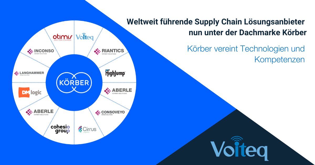 VoiteqGermany's tweet photo. Körber vereint Technologien und Kompetenzen von 12 führenden Lösungsanbieter für Supply-Chain-Technologie. Mit dieser Bandbreite an Kompetenzen entlang der gesamten Logistikkette unterstützen wir Sie dabei, in Ihrer Arbeit noch erfolgreicher zu sein.  https://t.co/COKFYTchiF https://t.co/1zMyI7mG4V