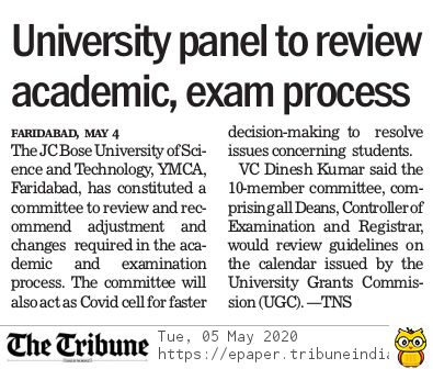 JCBoseUST's tweet photo. The University has constituted a committee to review and recommend the suitable adjustment and changes in academic and examination process amid ongoing Covid-19 crisis.
#UGC #Guidelines2020 #Academic #Calendar #Examination #Saveindia #Covid19 #Stayfit #Corona #JCBoseUST https://t.co/2Hxf6Wgxtj