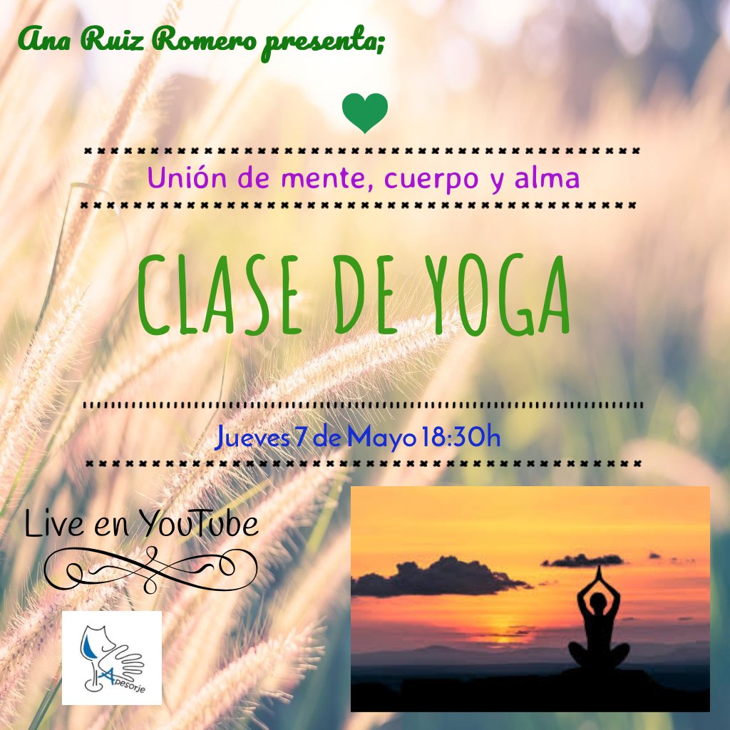 El próximo jueves 7 de mayo a las 18:30 habrá una charla sobre YOGA, en el LIVE YOUTUBE de la Asociacion de Personas Sordas de Jerez

🗓 7 de Mayo
⏰18:30h
🎥 Youtube y Facebook de la Asociación de Personas Sordas de Jerez
 #AndaSord  #MeQuedoEnCasa <a href="/AndaluciaJunta/">Junta de Andalucía</a> <a href="/IgualdadAND/">Inclusión Social, Juventud, Familias e Igualdad</a>