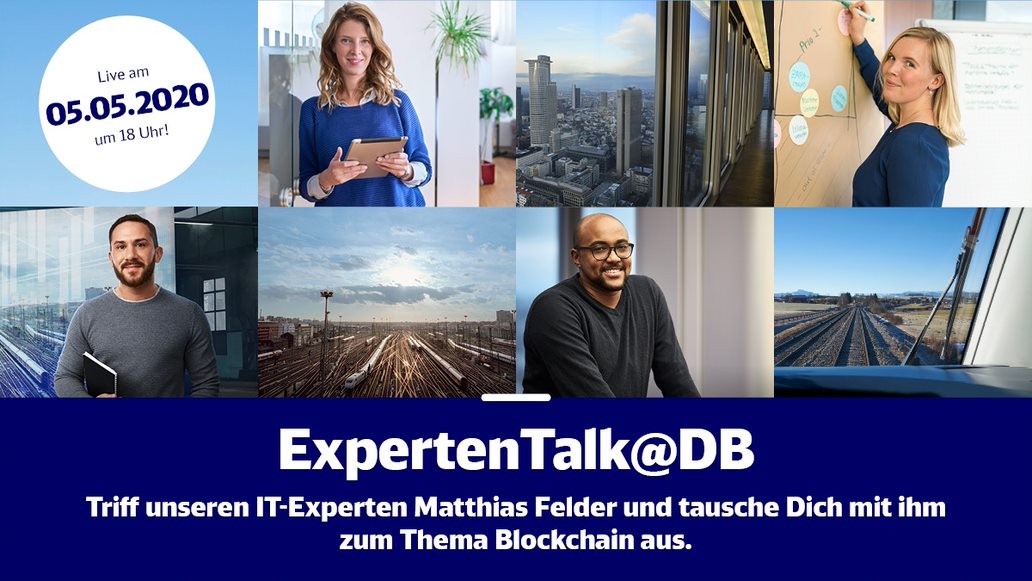 HEUTE ABEND 18 UHR ⏰ ExpertenTalk@DB - Thema: Blockchain

Du möchtest wissen wie die DB die digitale Zukunft gestaltet und welche Rolle dabei die Blockchain - Technologie spielt? Matthias von @DB_Blockchain der @dbsystel erklärt es euch. #blockchain #masterclass #experttalk