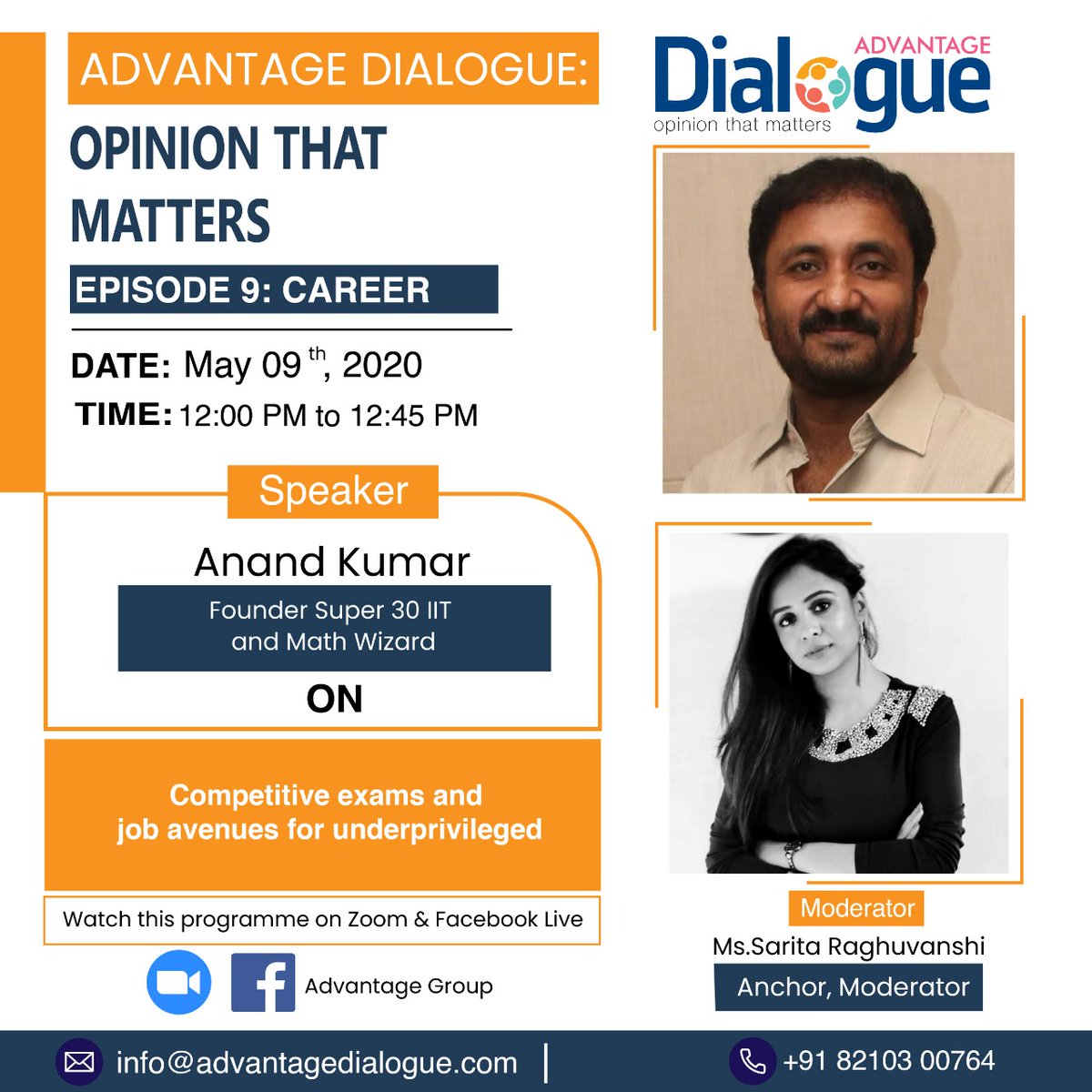 ahmadkhurshid78's tweet photo. Episode 9, Advantage Dialogue:
Introducing our next speaker Anand Kumar, Founder Super 30 IIT and Math Wizard
Moderated by: Sarita Raghuvanshi, Anchor | Moderator
-
#AdvantageDialogue #AdvantageConclave #eKnowledgeSeries @EmceeSarita https://t.co/I7neEwxS82