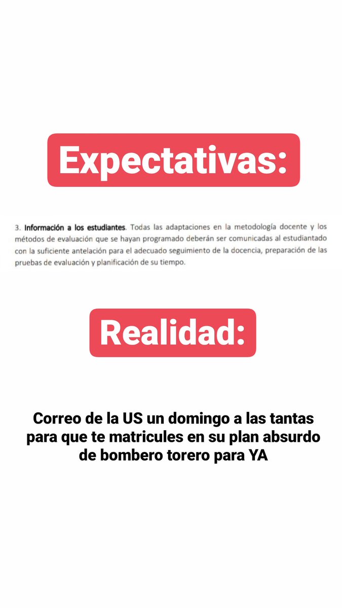 paulavela59's tweet photo. La @unisevilla tarda casi 2 meses en mandarnos un Plan Alternativo a los alumnos del MAES, pero nos exige acatarla y matricularnos en sus cursos en menos de 48 horas! #eMAESidoengañadUS
@diariosevilla @canalsursevilla https://t.co/dzdiQPm9xY