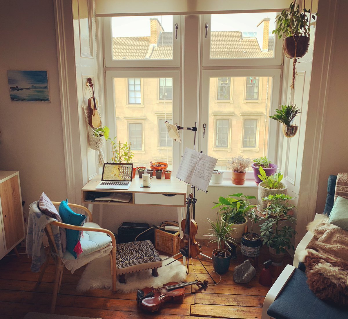 tomlinson_em's tweet image. This is life now. #teachingspace #writingspace #composingspace #recordingspace #phdspace #workoutspace #moreplantsontheway 😍 🌱 🎻