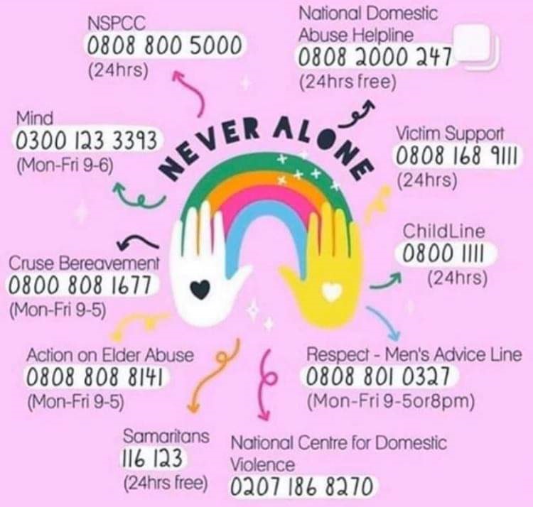 OfficialSJTCC's tweet photo. We might not be at school, but you are never alone. Our staff are working from home and here to provide support if you need us. And when we aren't working many of these organisations are https://t.co/kSmY2SdKvo