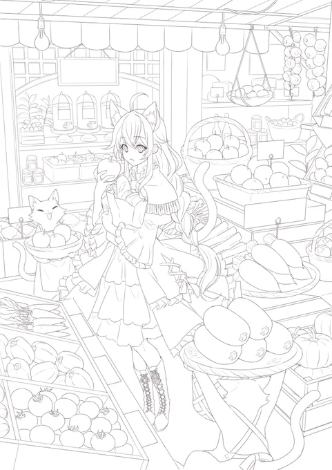 線画 また後で塗る 