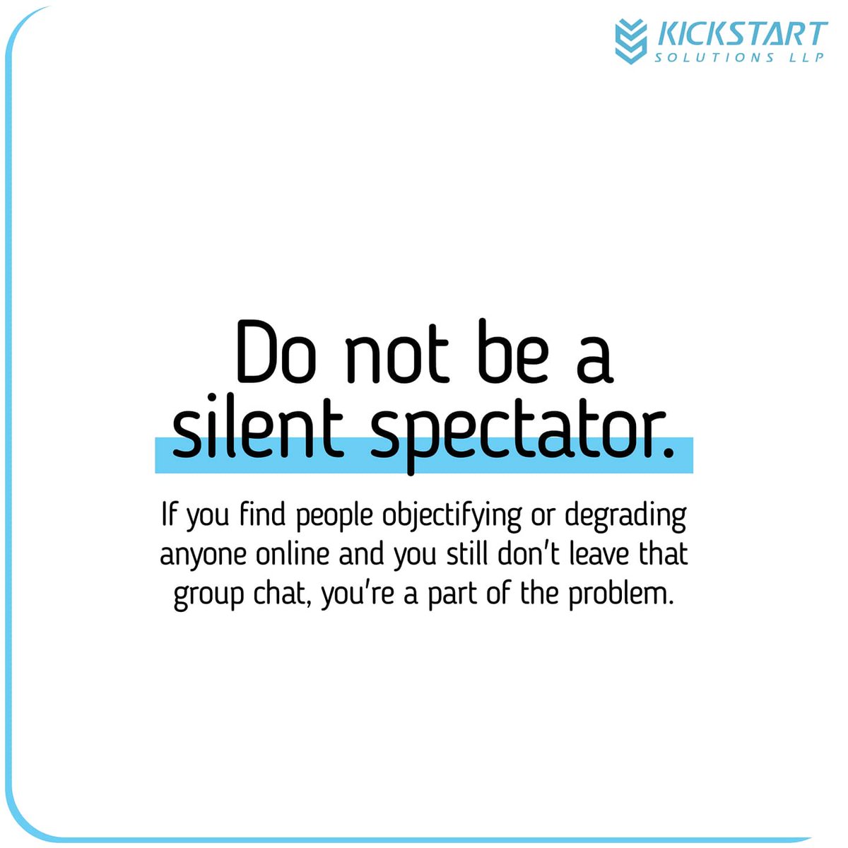 KickStartLLP's tweet photo. Please share this as much as you can.
It's not hard to be a good human being online.
Hope this helps.
For context, please Google locker room Bois.
Please reflect on your behaviour and seek help.
.
.
#lockerroombois #respectwomen #stepstodo #respectwomen #reflect #seekhelp https://t.co/Xr6zjOVK5E
