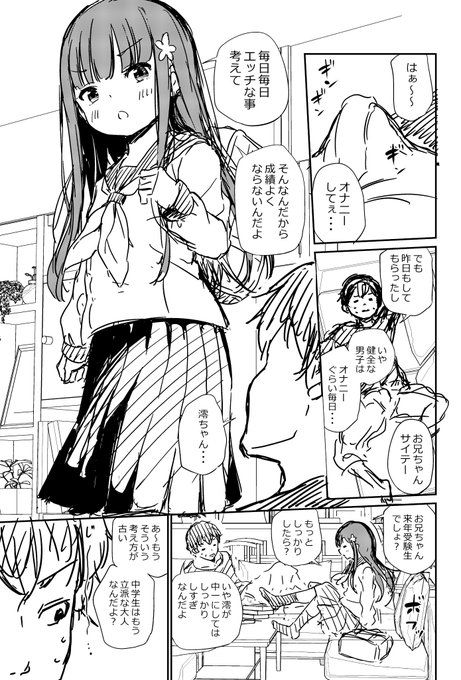 ネームOKでました～、ちょっと追加ページがあるけど・・・
冒頭3Pはこんな感じ
優等生の妹とダメな兄という黄金コンビです 