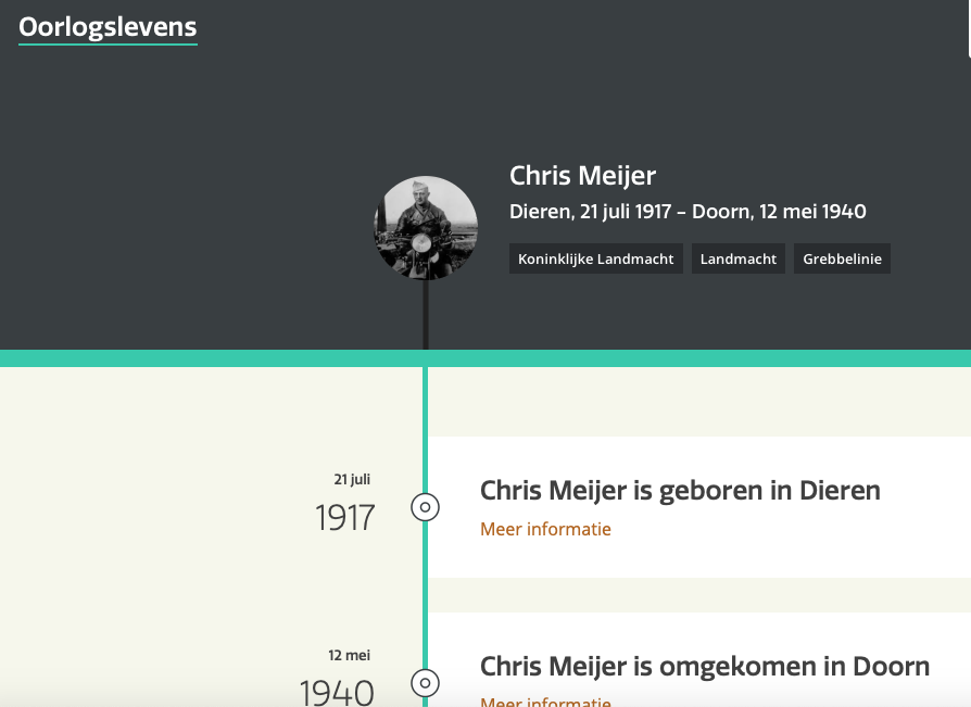 <a href="/vvvorden/">vv Vorden</a> Chris Meijer uit Dieren is ook vreselijk interessant. Voetbalde bij Theothorne. Wegens plichtsverzuim werd hij door de eigen legerleiding geëxecuteerd, een affaire die nog emoties oproept. Dat zijn naam op het KNVB-monument staat, is heel bijzonder. Staat bij <a href="/Oorlogsbronnen/">Oorlogsbronnen</a>