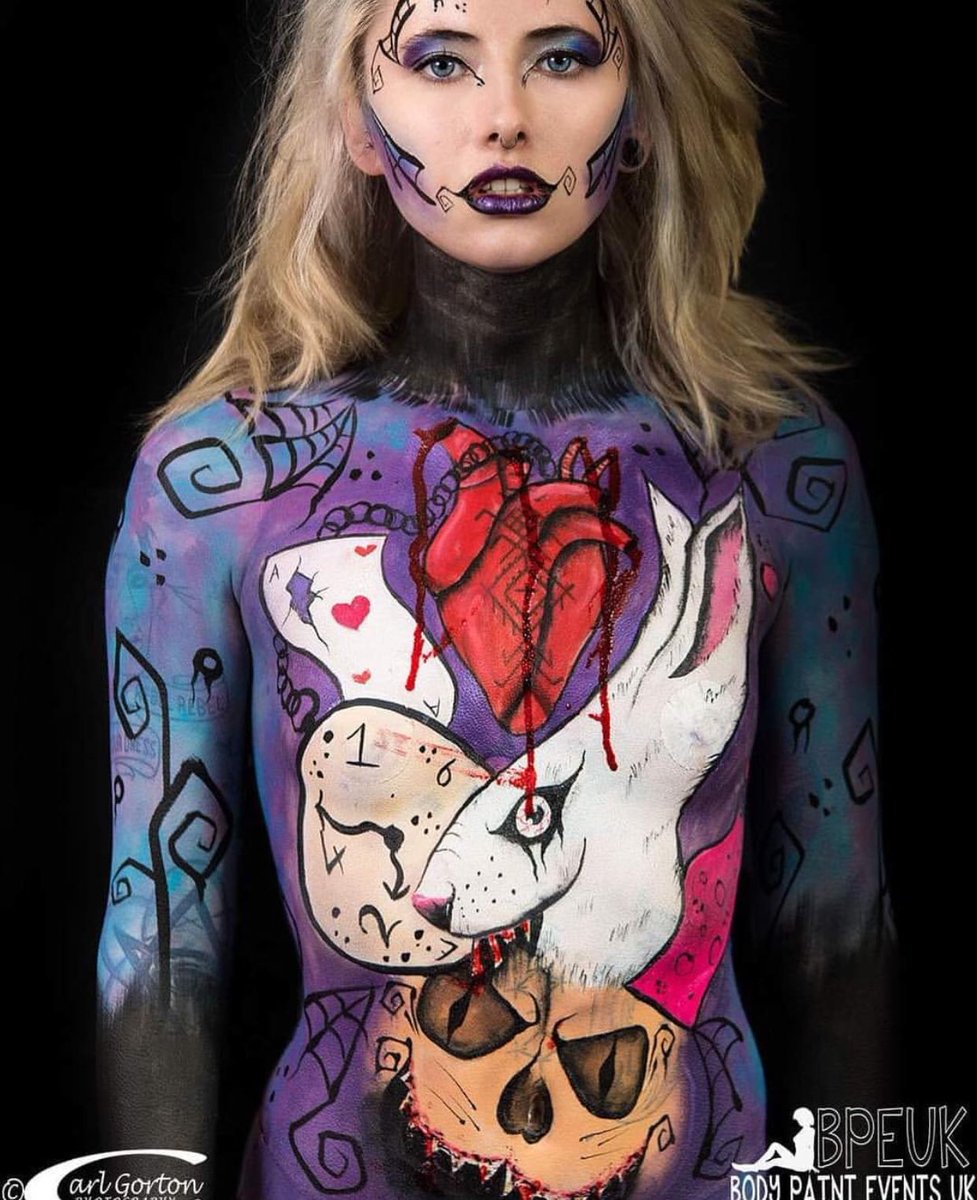 Anotheryoufp's tweet photo. Can’t wait to get back to body paint when lock down is over any volunteers? model @sophie_hdlm  Tog @Carlgortonphotography Artist @Anotheryoufp #BPEUK #aliceinwonderland #timburton #bodypaint #cheshirecat #wonderland #bodypainting #inkandiron #actionpaint #tweedledeetweedledum https://t.co/oUNYdRQZgV