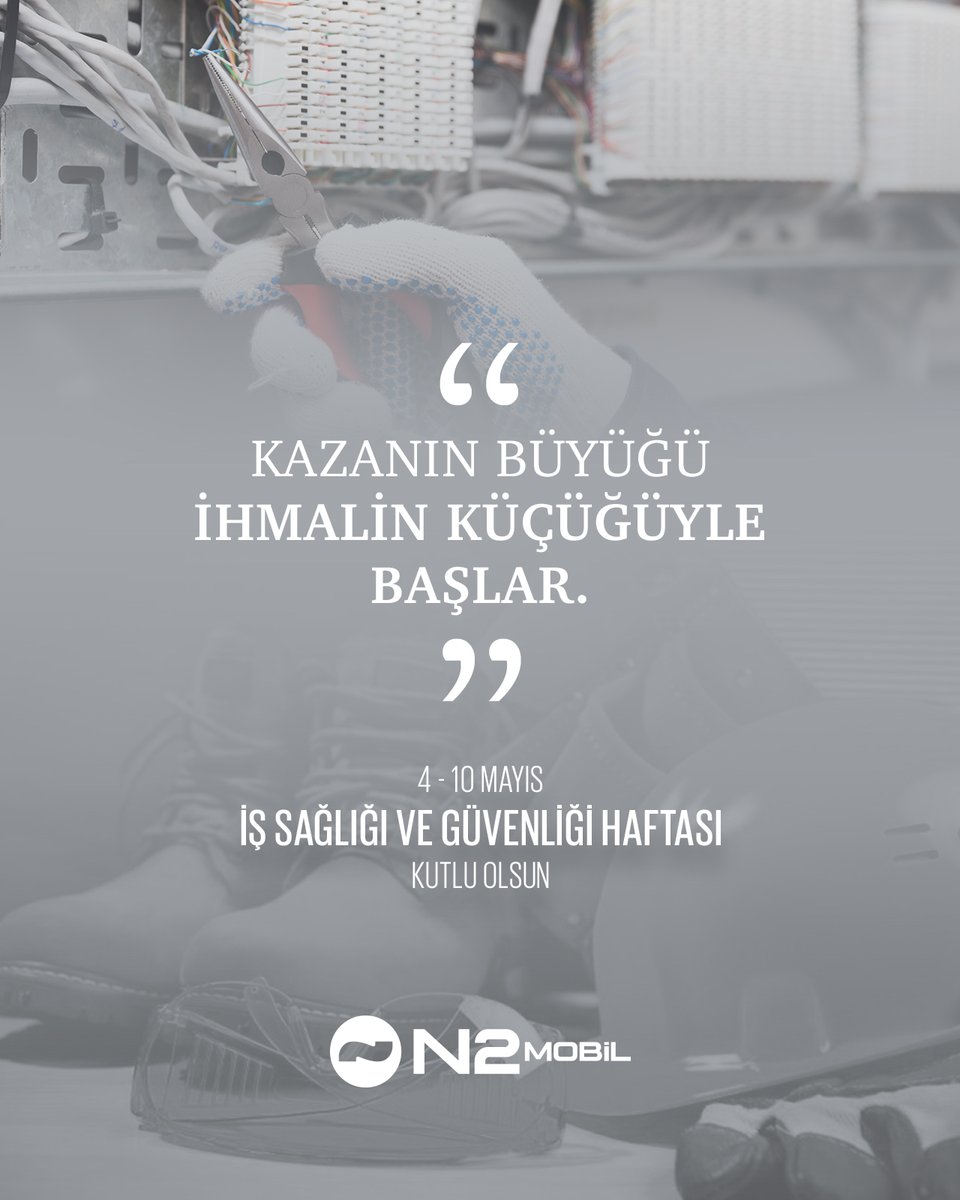 n2mobilcomtr's tweet photo. "Kazanın büyüğü, ihmalin küçüklüğüyle başlar."
İş kazalarının ve işçi kayıplarının son bulması dileklerimizle.
N2Mobil
#N2Mobil #AraçTakipSistemleri #İşSağlığıveGüvenliğiHaftası https://t.co/DYtVCgSjqB