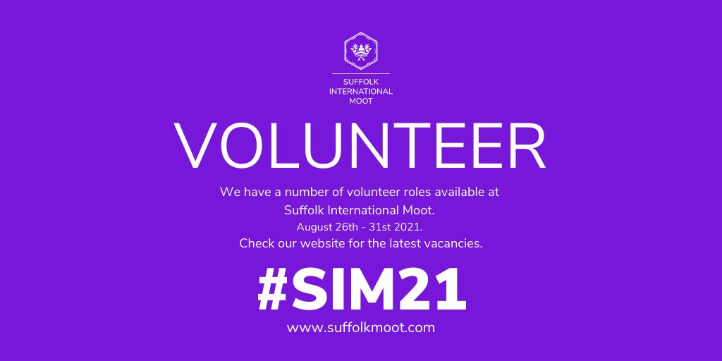 MootSuffolk's tweet photo. VOLUNTEER AT #SIM21
We have volunteer roles available at
Suffolk International Moot.
Got some free time and enjoy the outdoors? August 26th - 31st 2021.
Check our website for the latest vacancies. https://t.co/xvsd4WmSWm
#SIM21 #suffolkscouts #suffolk #volunteering https://t.co/6QtXMXFQKX