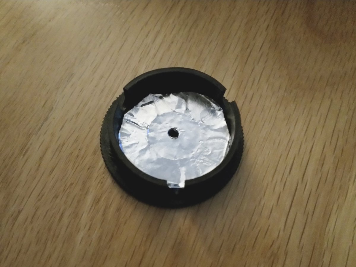 UKStarGeezer's tweet image. Just to add to this: home made #collimation cap and example images with without the cap.

Foil on the rear makes it so clear when collimating.

#Astronomy