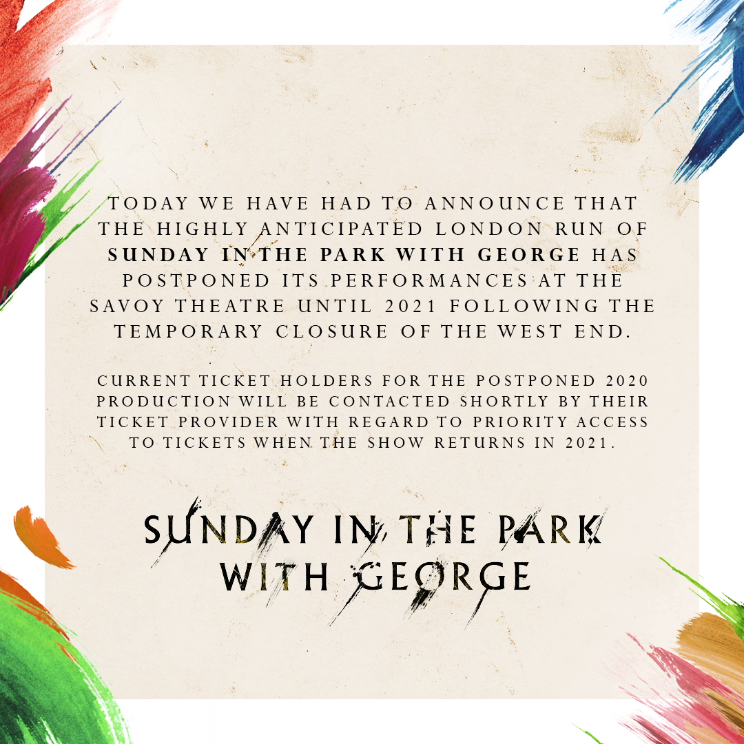 SundayWestEnd's tweet photo. An update on #SundayInTheParkWithGeorge in the West End. https://t.co/4TXOVYURVJ