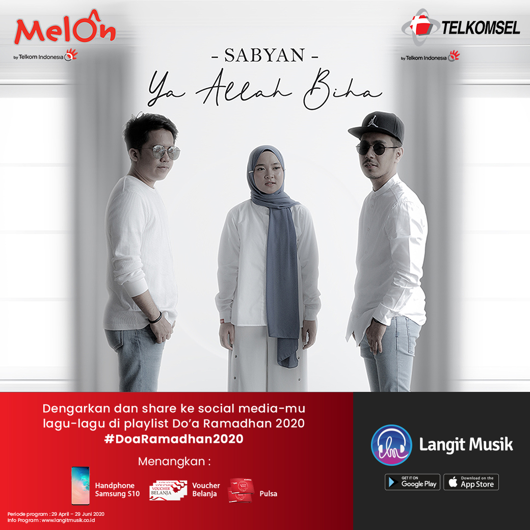 LangitMusik's tweet photo. Dengarkan lagu-lagu Sabyan di program Langit Musik X @vmcmusic . Hadiahnya mantap banget Samsung S10, voucher belanja jutaan rupiah dan pulsa Telkomsel! Caranya gampang banget klik di sini ya https://t.co/9lUgKo7sq2 #LMusikDirumah https://t.co/2diiZOmh0C