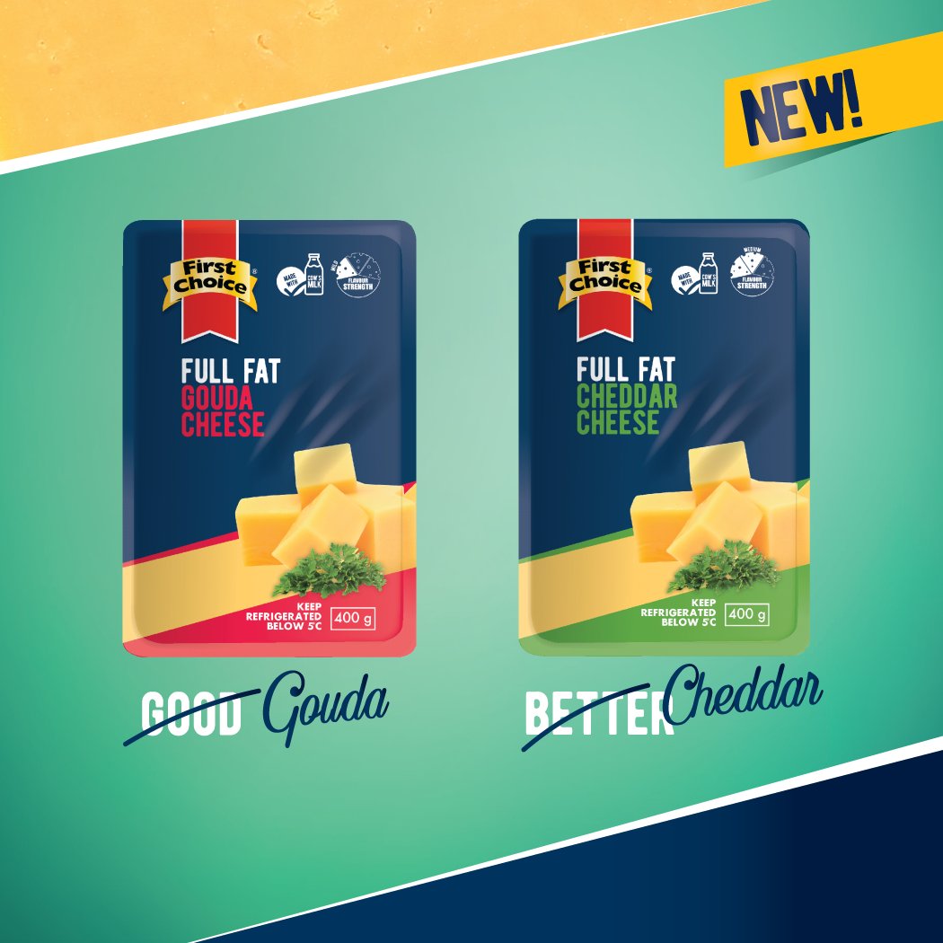 FirstChoiceSA's tweet photo. Time to see what's the house favourite:
❤️- Gouda
😱- Cheddar
#FirstChoiceCheese #CheesePoll https://t.co/zmDG4TzwUc