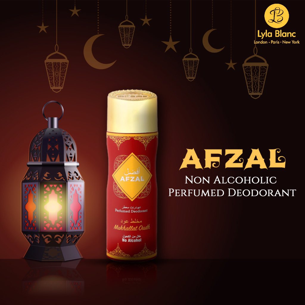 LylaBlanc's tweet photo. A perfect way to celebrate this Ramadan with #Afzal - a non-alcoholic and halal approved perfumed deodorant!
.
.
#Lylablanc #Lylablancperfumes #Afzal #Afzaldeo #deodorantsprays #nonalcoholic #halal #halalapproved #Loveforscent #wardrobeessentials #shopping #buyonline #trending https://t.co/Afprrz4jsy