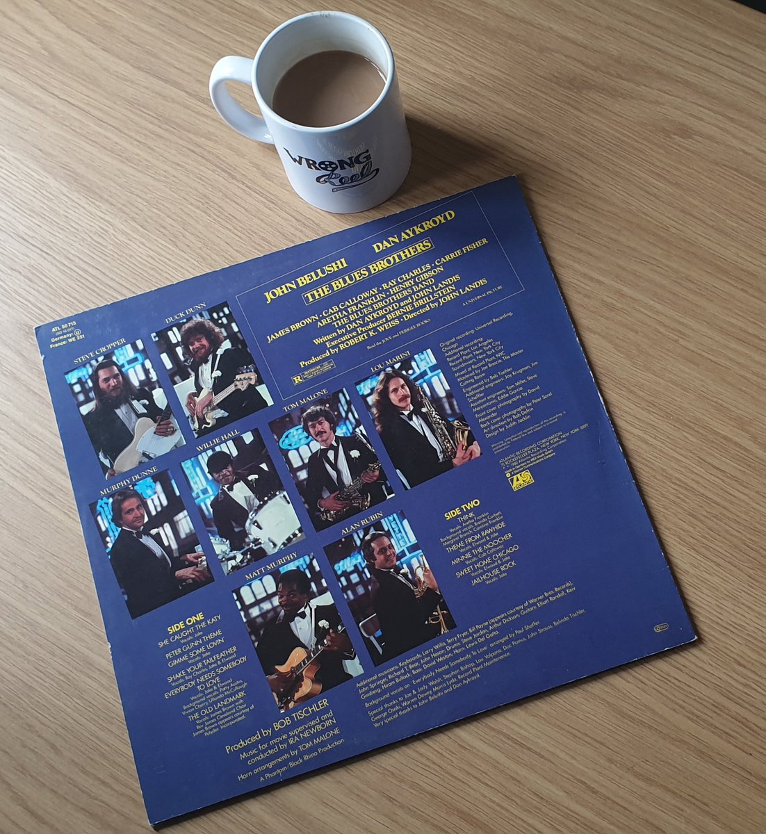 Stevoo7's tweet photo. Morning coffee with Jake and Elwood 
@dan_aykroyd #JohnBelushi #johnlandis #stevecropper #duckdunn
#murphydunne #williehall #tommalone
#loumarini #mattmurphy #alanrubin #cabcalloway #johncandy #carriefisher 
#raycharles #jamesbrown #arethafranklin https://t.co/6q6bwUmLPj