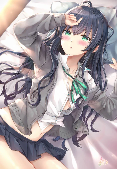 『ん……なに、もう朝ぁ?』
普段はツンツンしてるのにお昼寝で気を抜きすぎて無防備になっちゃった子?

#オリジナル 