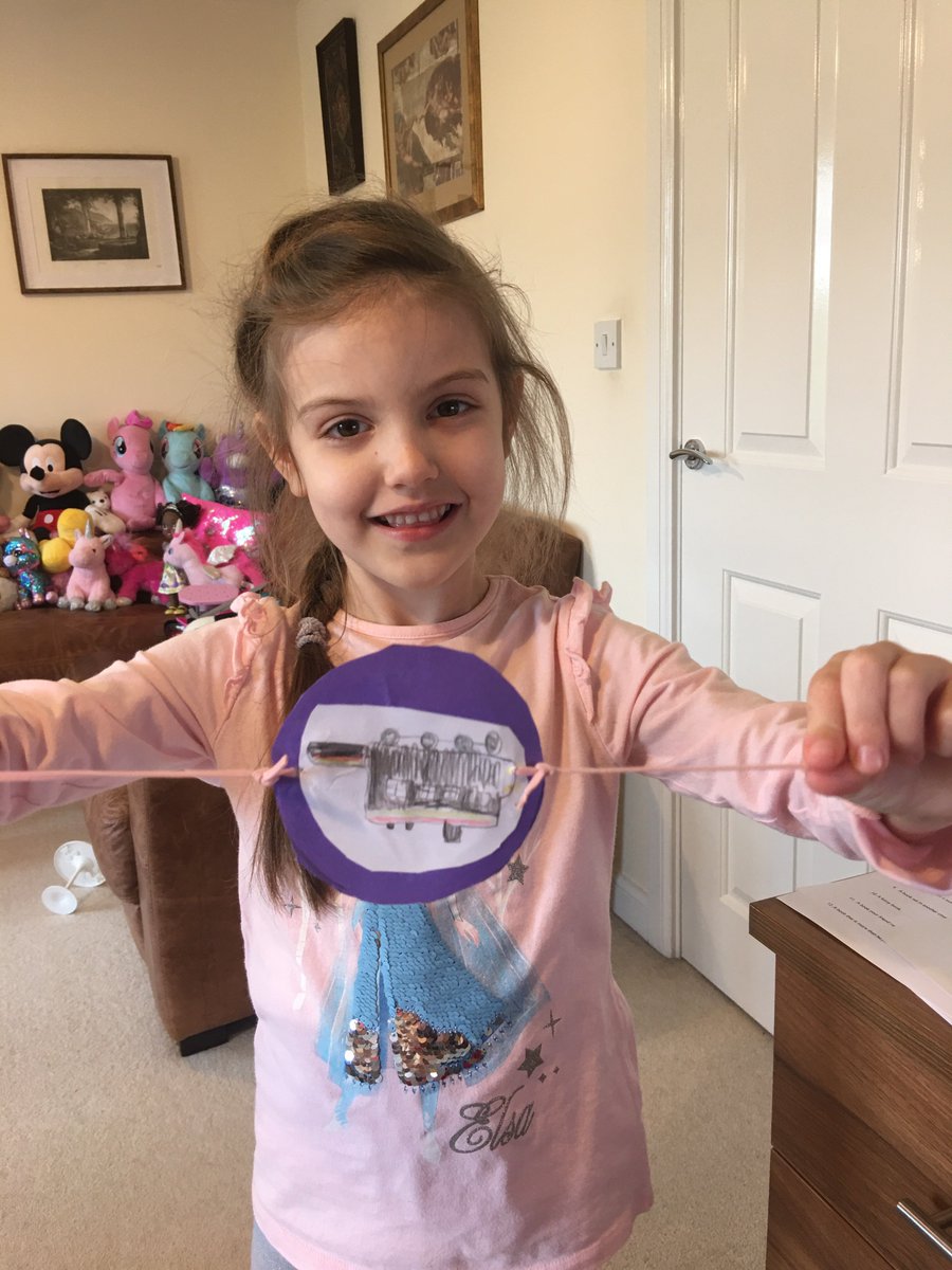 bcsbirmingham's tweet photo. Year 1's topic in Humanities this half term is Old Toys. Here are some of the children at home with their creations. They have enjoyed making thaumatropes using card and string! Well done! #Learningathome #BCSDistanceLearning https://t.co/ix1IHgOcqv