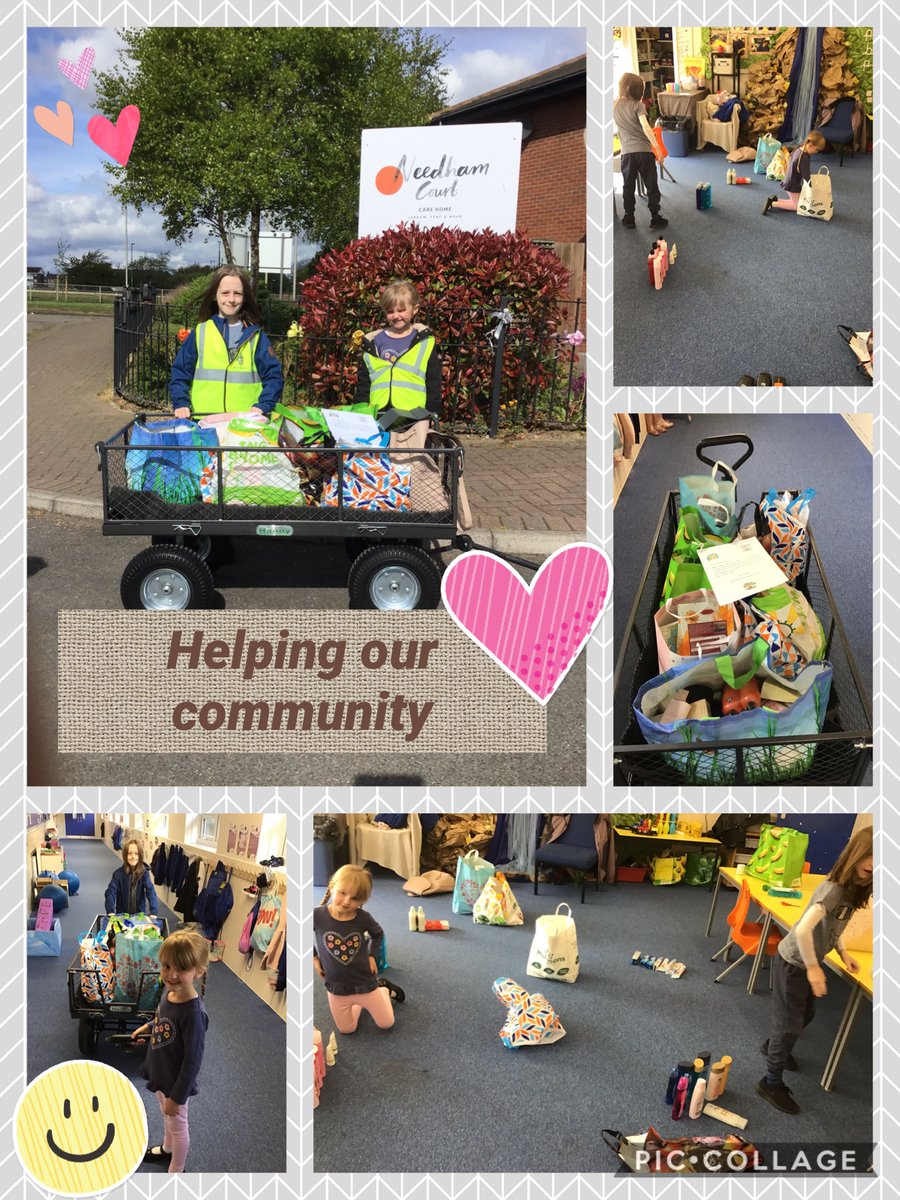 Wow 2 fantastic helpers today delivering donations to Needham Court care home. Look at those smiles and the people at the home were very grateful for our toiletries. <a href="/simonsideschool/">Simonside Primary</a>