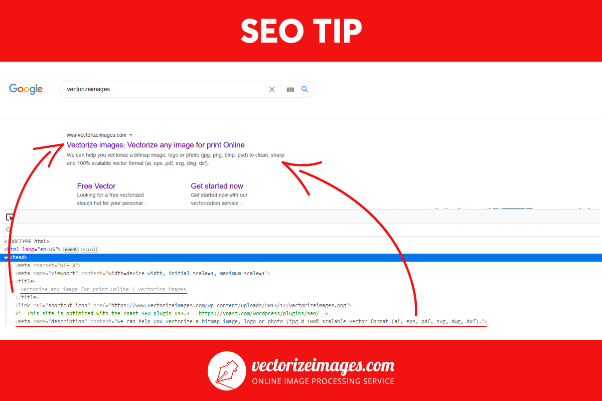 VectorizeImages's tweet photo. SEO tip - Website title and description are most important meta tags for SEO. If your website doesn't have them then Google and other search engines will derank your website.
#google #SEO #tip #searchengine #meta #tags #tutorial #help #advice #vectorizeimages https://t.co/WGht33aYCa
