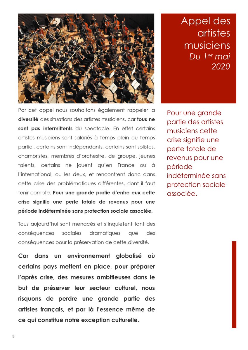 afaa_agents's tweet photo. Ci-joint, l'appel du 1er mai des artistes musiciens, instrumentistes qui rassemble 150 signataires, solidaire de la Tribune des chambristes et solistes français #cultureendanger #jesoutienslesartistes https://t.co/iqErY4E41B