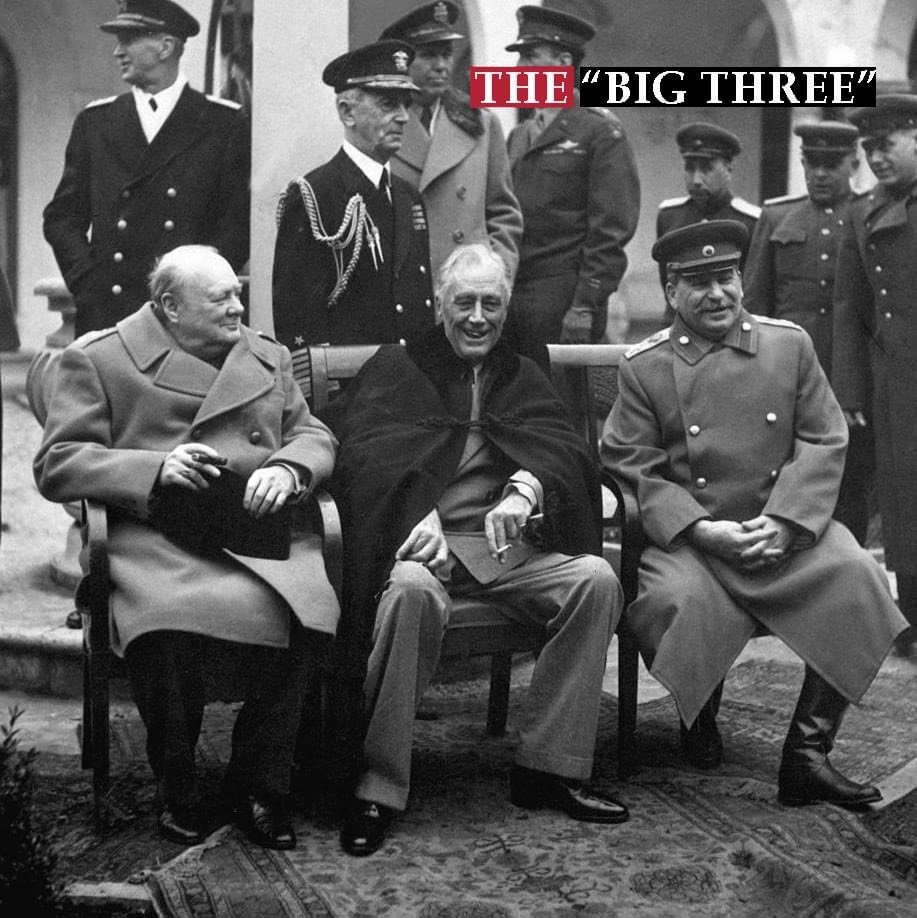KSRadhakrish's tweet photo. The #Big_Three at the 
#Yalta_Conference:
#Winston_Churchill, #Franklin_D_Roosevelt and 
#Joseph_Stalin, 1945. The main purpose of this meeting was to discuss the re-establishment of the nations of war-torn Europe. In just a few short years when the Cold War divided the continent https://t.co/wCmRqYy0ea