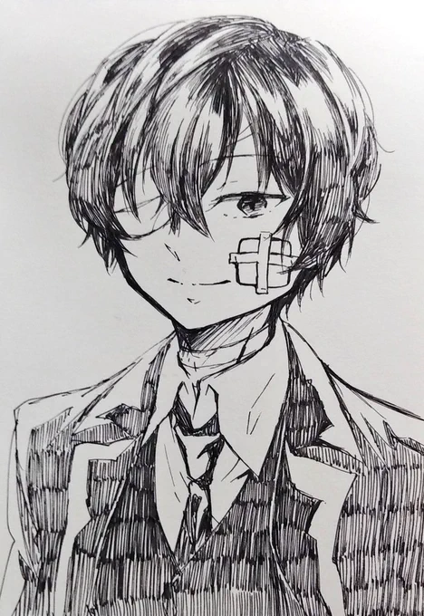 @blue_glay_white 
冬ちゃんこんばんはー!最早いつの話だよって感じだけど!らくがき押し付けるやつの黒だざいさんです!お納めください!! 