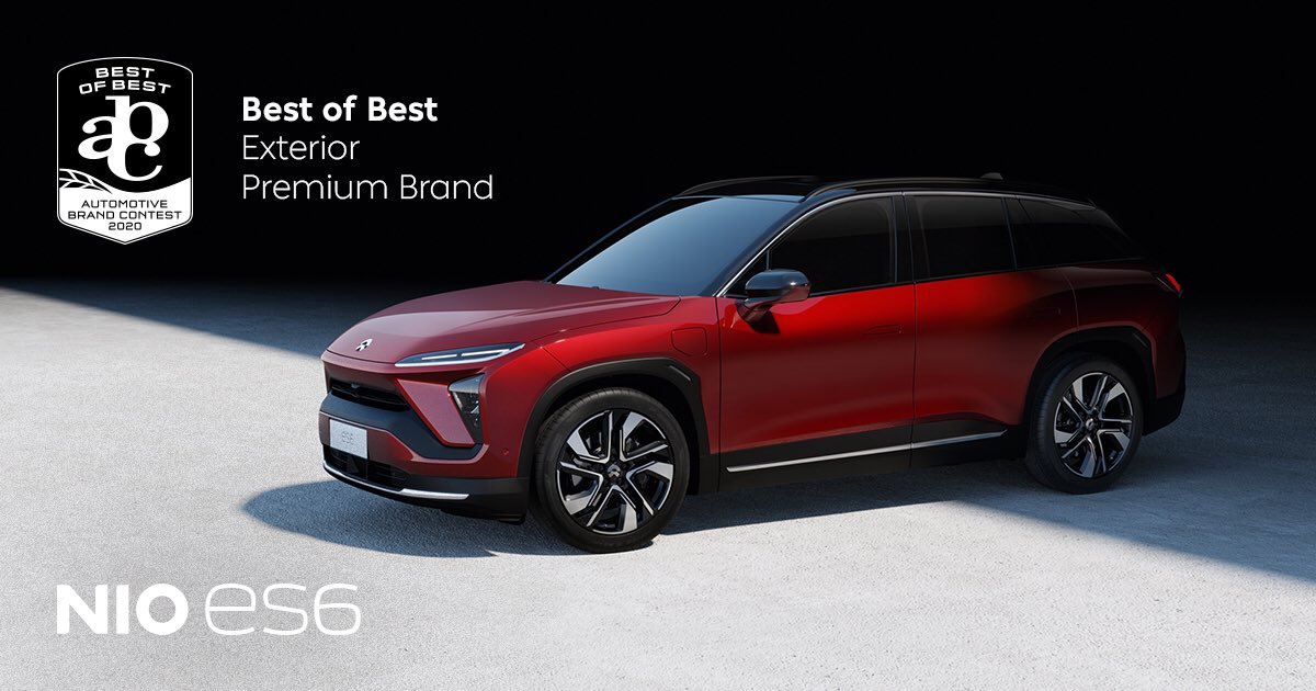 NIOGlobal's tweet image. NIO wins ”Best of Best” at the Automotive Brand Contest 2020 with #NIOES6 bit.ly/2yuK7wP