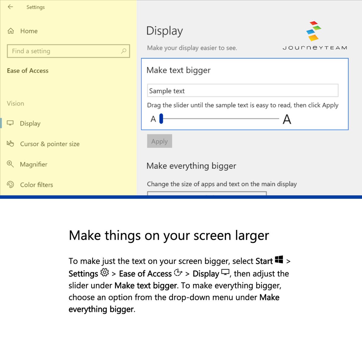 JourneyTEAM_UT's tweet photo. Tip Tuesday!
Check out the image below for this week's tip on how to make things larger on your screen.
#tiptuesday #biggerpicture #icanseeclearlynow #microsofttip #Microsoft #journeyteam #microsoft365 https://t.co/QT8UAYHEU7