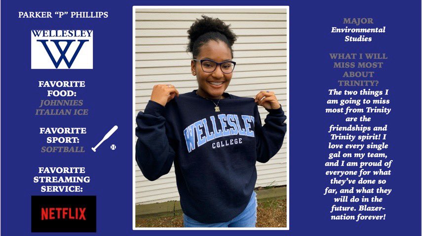 trinSoftball's tweet photo. Senior Parker Phillips will be continuing her education and athletic career at Wellesley College! We will miss her Trinity spirit and passion for the game of softball! Best of luck! https://t.co/dFyTKxjUJR