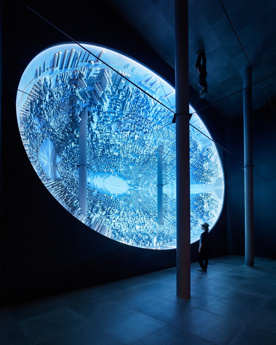 londonbiennale's tweet photo. #LDB20 Artistic Director and designer @EsDevlin created a map of Manhattan within a thirty foot wide concave, elliptical hemisphere called ‘Egg’, using Manhattan's architecture to show the city to itself, for The Xi Gallery in New York in 2018 #Design #EsDevlin https://t.co/OlVMeQyaAJ